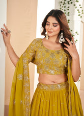 Unique Wedding Wear Lehenga Choli in Mustard Yellow Colour